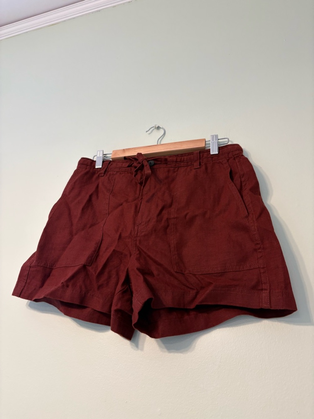Madewell Women's Drawstring Shorts - Burgundy- NWT 100% linen